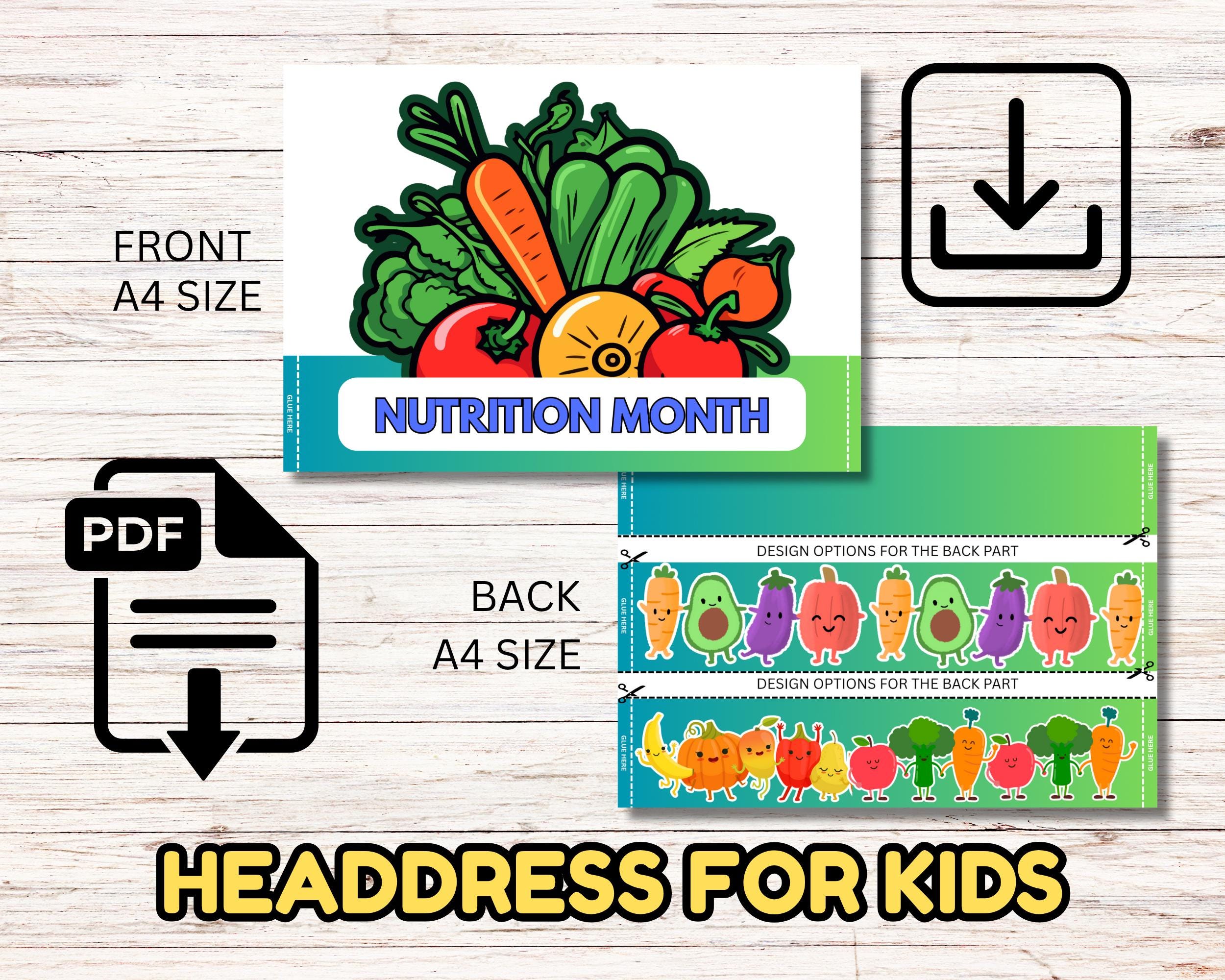 Nutrition Month Headdress: Printable Fruit & Veggie Crown (PDF Download