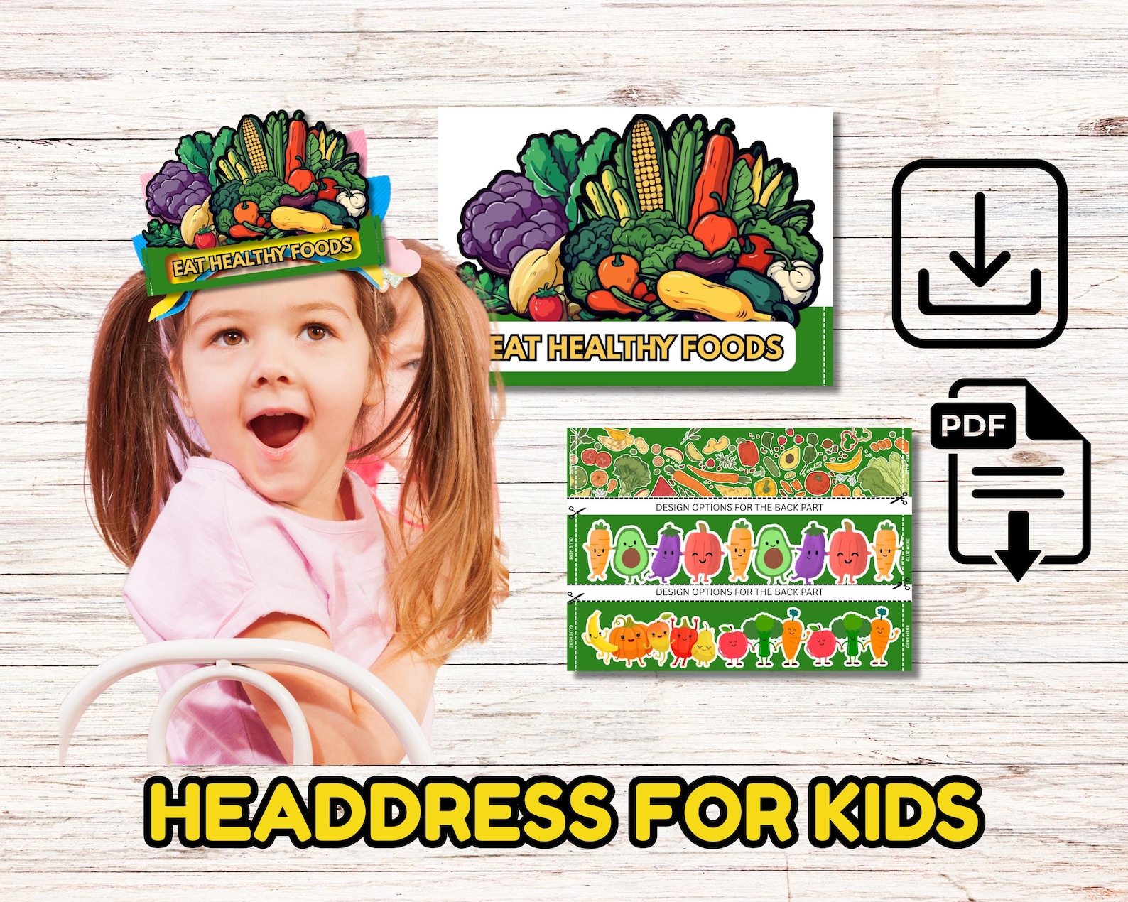 Nutrition Month Headdress: Printable Food Crown Craft (PDF File) - Etsy
