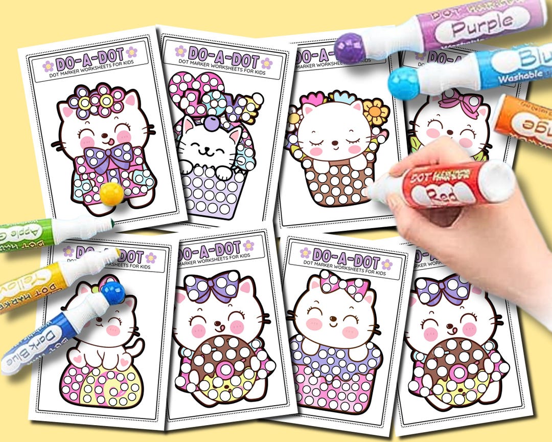 Cat Dot Marker Worksheets: Kids Printable Activity, Preschool ...