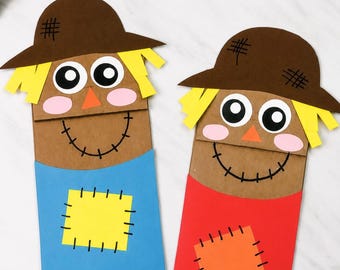 Scarecrow Puppet Template | Dramatic Play Prop for November | Fall Kindergarten Puppet for Kids