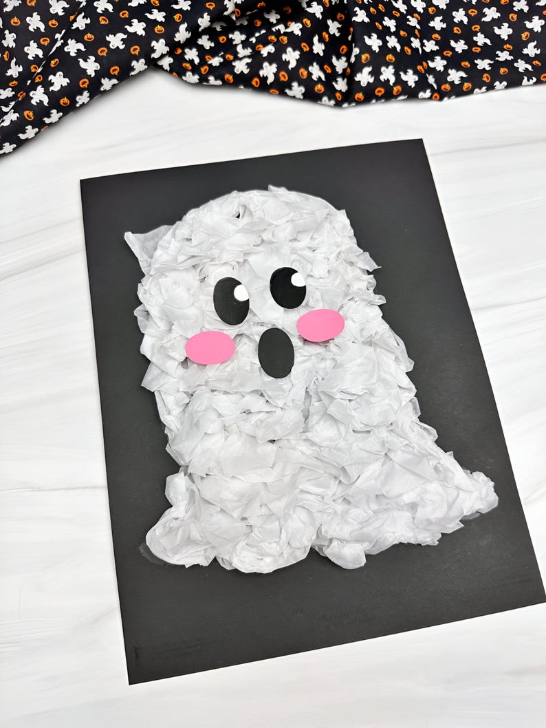 Easy Halloween Craft for Kids | Ghost Tissue Paper Craft Template for ...