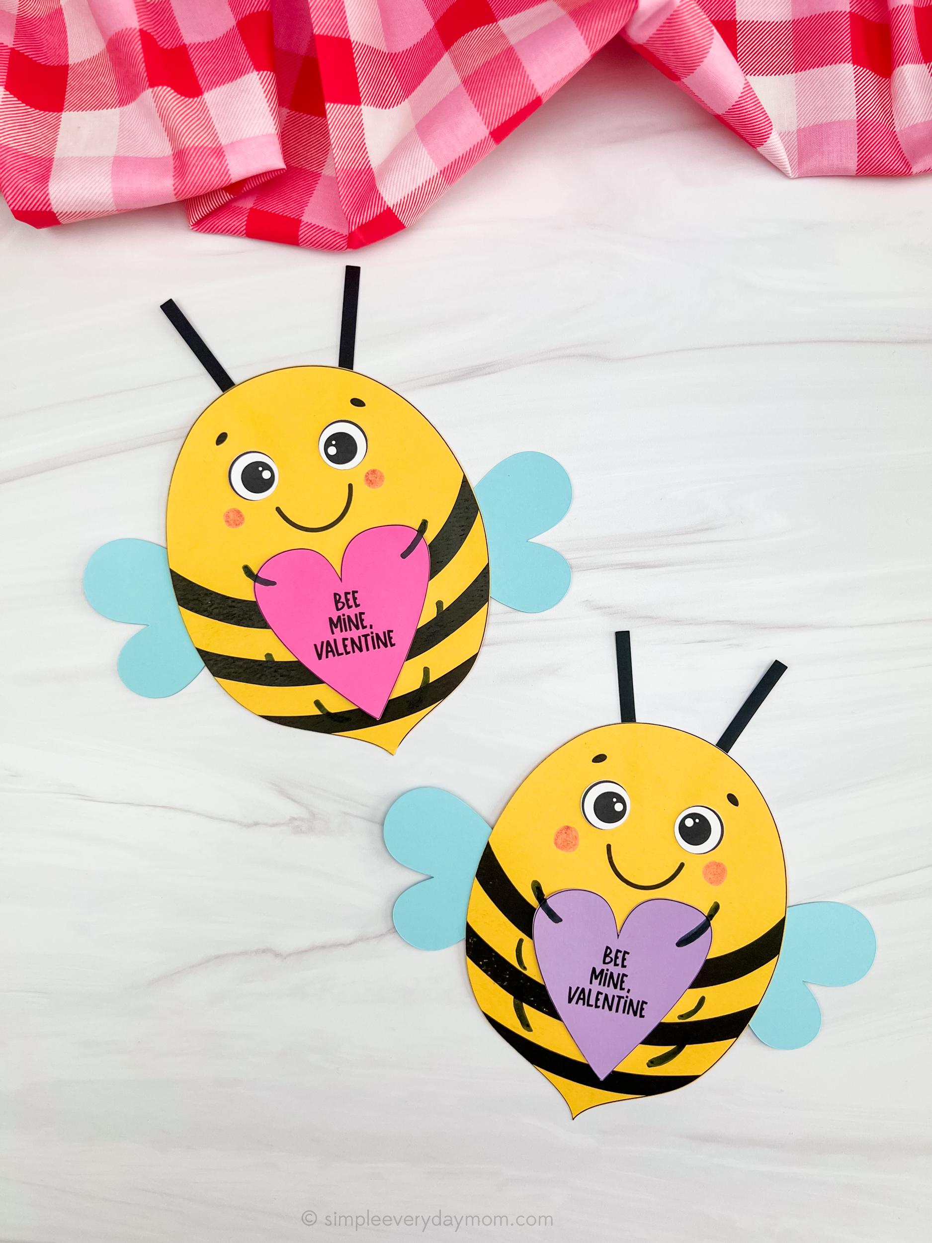 43 Must-Make February Crafts for Kids for Beating Boredom 25 Bee Valentine Craft Template Make Your Own Bee Activity Group Craft…