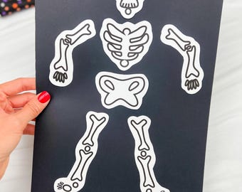 Skeleton Cut & Paste Craft Template | Skeleton Lesson for Pre K | Early Learner Craft for Halloween