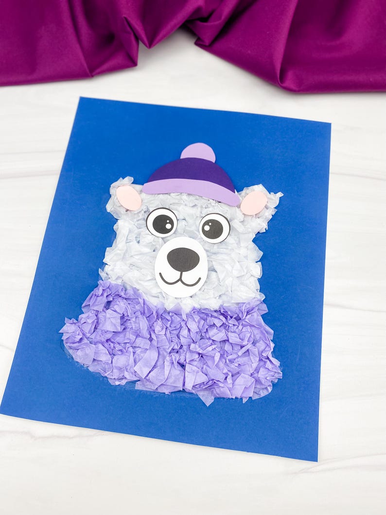 Polar Bear Tissue Paper Craft Template | Daycare Winter Idea | Snow ...