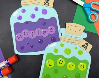 Halloween Potion Name Craft Template | Class Centers Craft for October | 20 Minute Craft for Kids