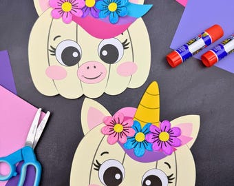 Unicorn Pumpkin Disguise Craft Template |