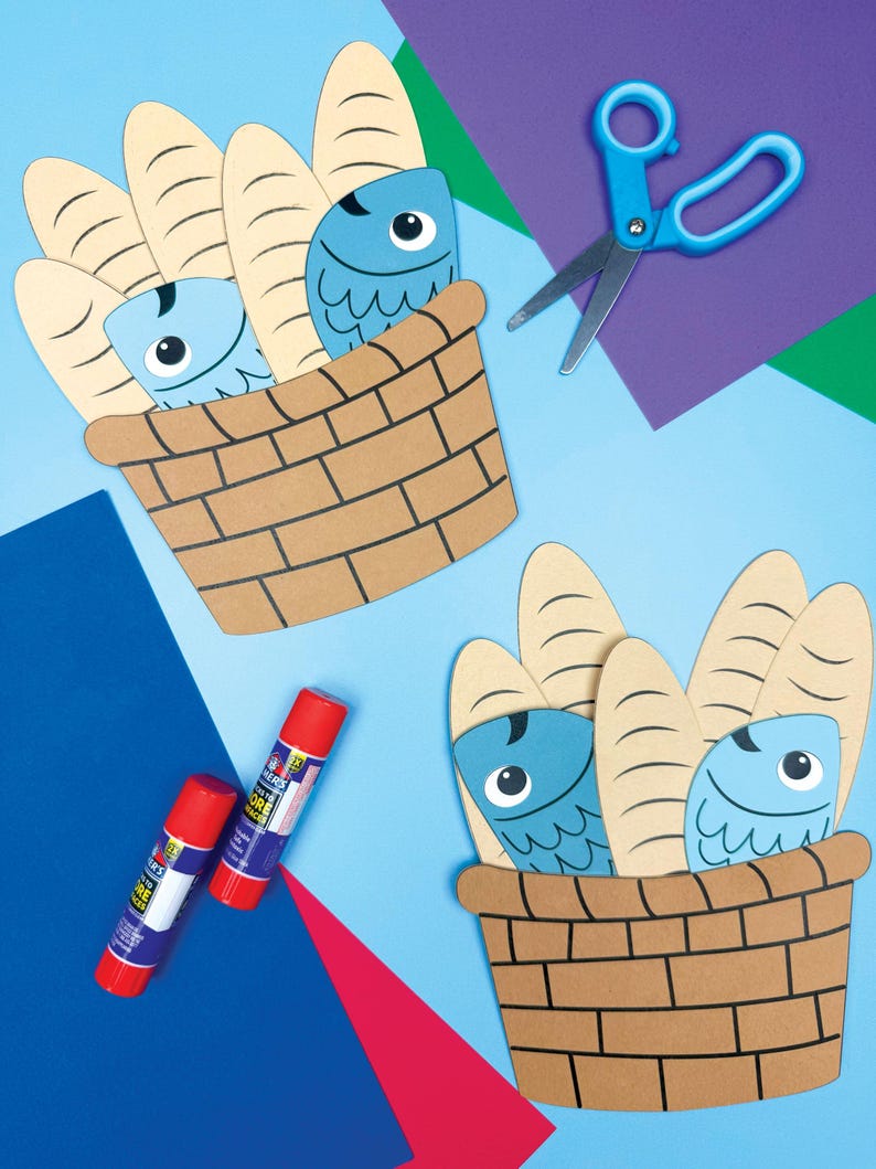 5 Loaves & 2 Fish Craft Template | Simple Bible Craft | Childrens ...