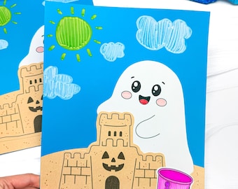 Beach Ghost Craft for Summerween | Mess Free Craft | Halloween In Summer Activity for Kids