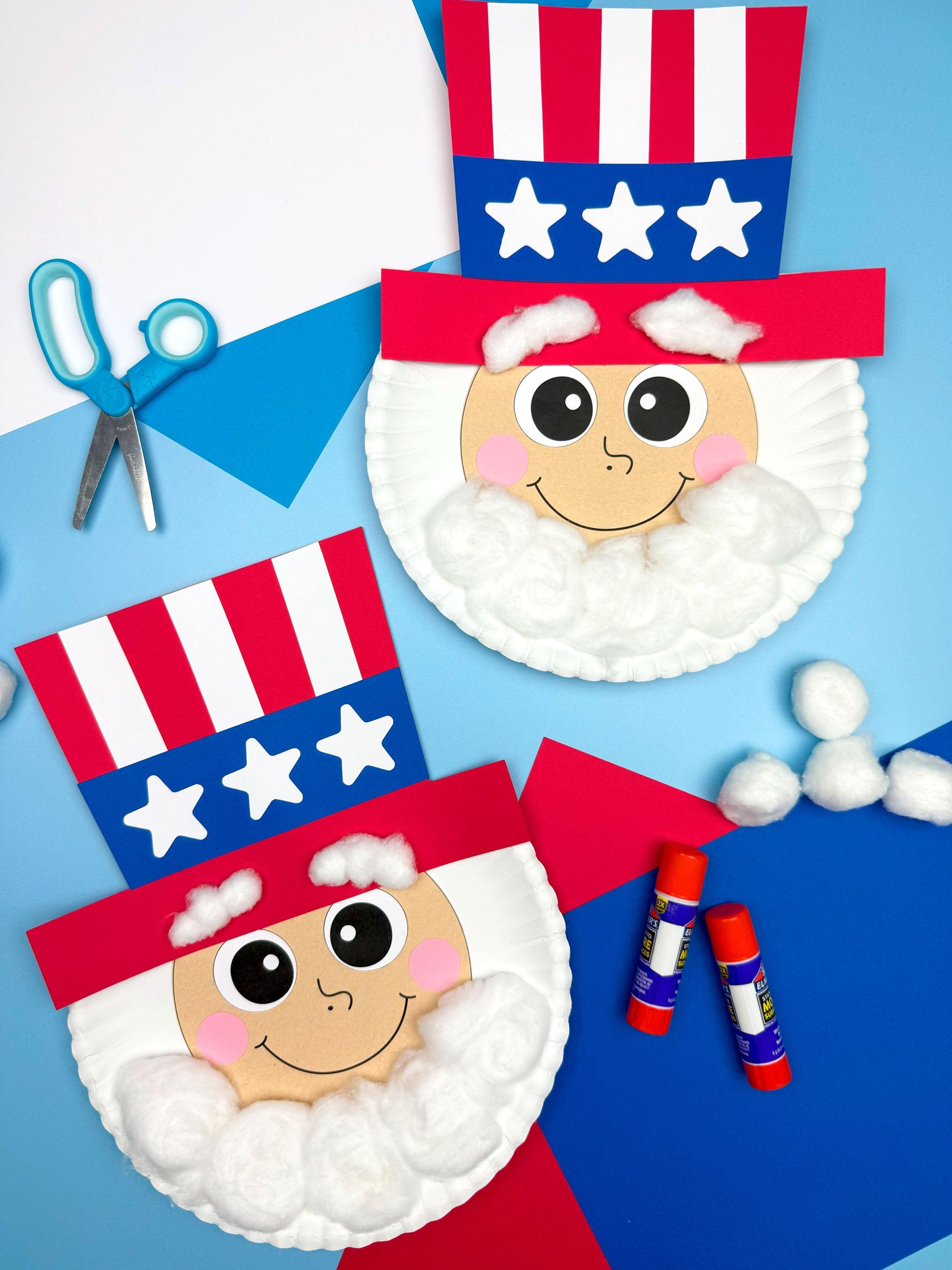 Uncle Sam Paper Plate Template VBS July Craft USA Lesson Craft for Kids