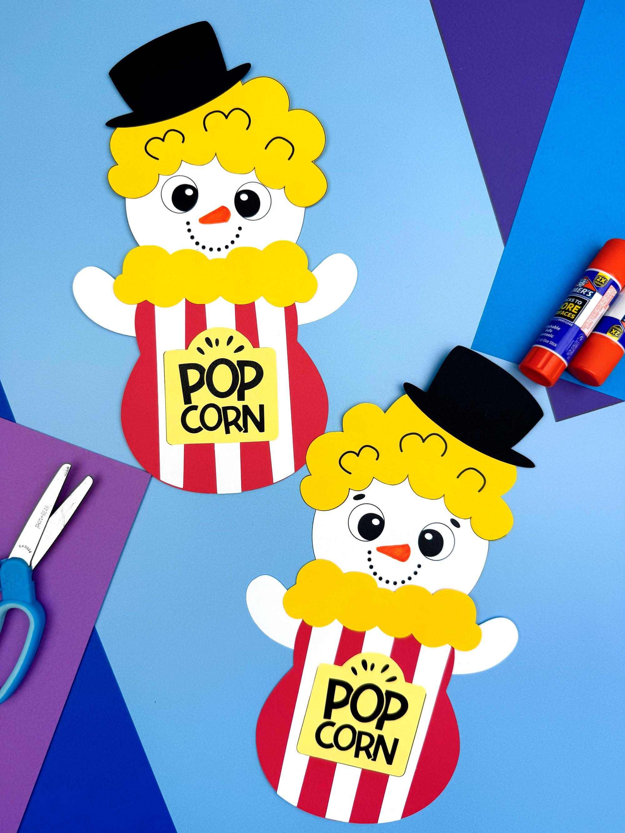 41 Easy Popcorn Crafts for Kids 20 Popcorn Snowman Disguise Kit Template Winter Disguise Idea Kids…