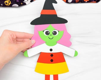 Witch Candy Corn Craft Template | Class Centers Craft | Halloween Activity for Girls