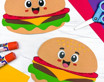 Hamburger Craft Template | Quick Prep Craft for Summer | July 4th BBQ Activity for Kids