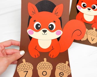Squirrel Name Craft Template | Pre K Fall Craft | Woodland Theme Unit Idea for KIds