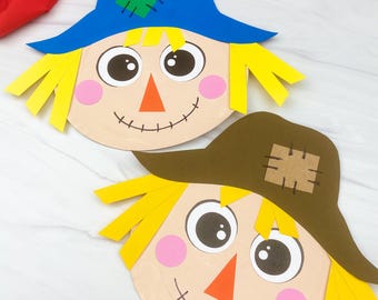 Scarecrow Paper Plate Craft Template | Scarecrow Face Art | Class Fall Project for Kids