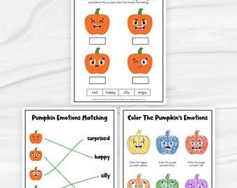 Pumpkin Emotions Worksheets | Emotion Recognition Activity | Fall Lesson Plan for Preschool Kids