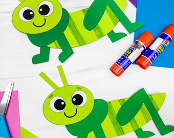 Grasshopper Craft for Kids Template | Early Learner Craft for Spring | Bug Unit Study Activity