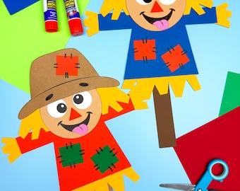 Modèle d'artisanat d'épouvantail idiot | Créations d'automne imprimables loufoques pour enfants