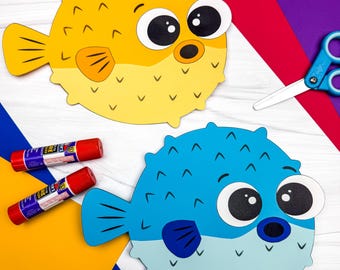 Pufferfish Paper Craft Template | Cut And Paste Fish | Ocean Unit Study Activity for Kids