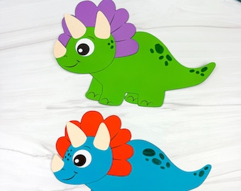 Dinosaur Name Craft Template | Triceratops Activity for Kids | Dinosaur Unit Study