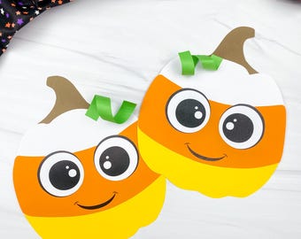 Candy Corn Pumpkin Craft Template | Classroom Bulletin Board Idea | Easy Halloween Idea for Kids