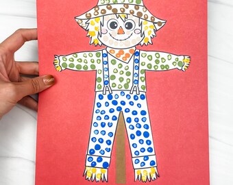Scarecrow Art Activity Template | Class Fall Project | Preschool Fall Art for Kids