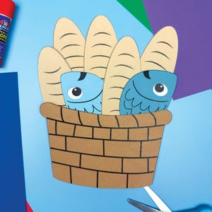 5 Brote & 2 Fische Bastelvorlage | Einfache Bibel Handwerk | Kinder Kirche DIY