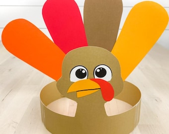 Turkey Craft For Kids | Printable Thanksgiving Headband Crown Template