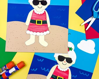 Summer Mrs. Claus Craft Template for Christmas in July | Early Learner Craft | Print At Home Craft