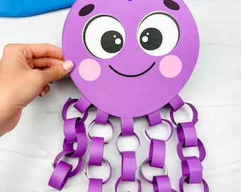 Octopus Paper Chain Craft Template | Ocean Animals Unit Activity | VBS Craft Idea