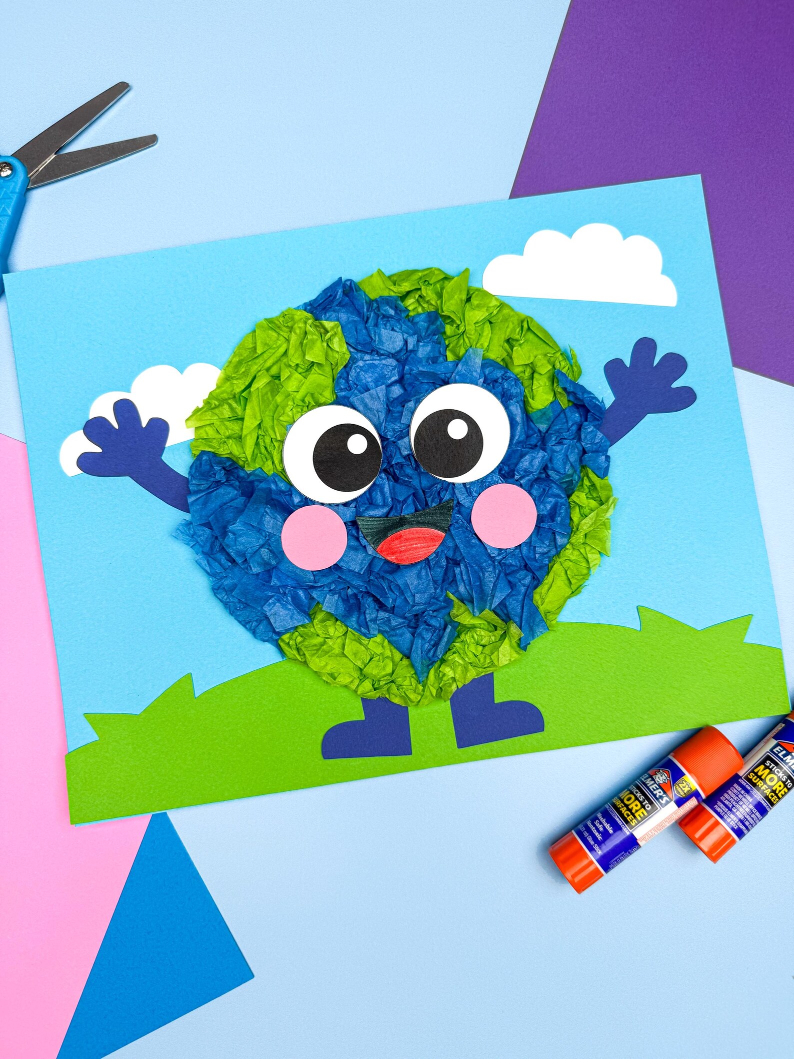 Earth Day Tissue Paper Craft Template | - Etsy