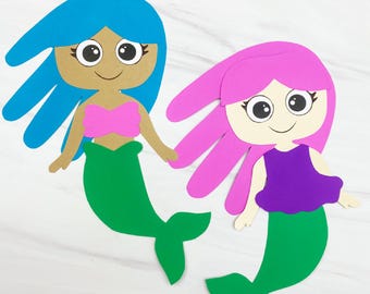Handprint Mermaid Craft Template | Summer Craft for Babysitter | Under the Sea Activity for Girls