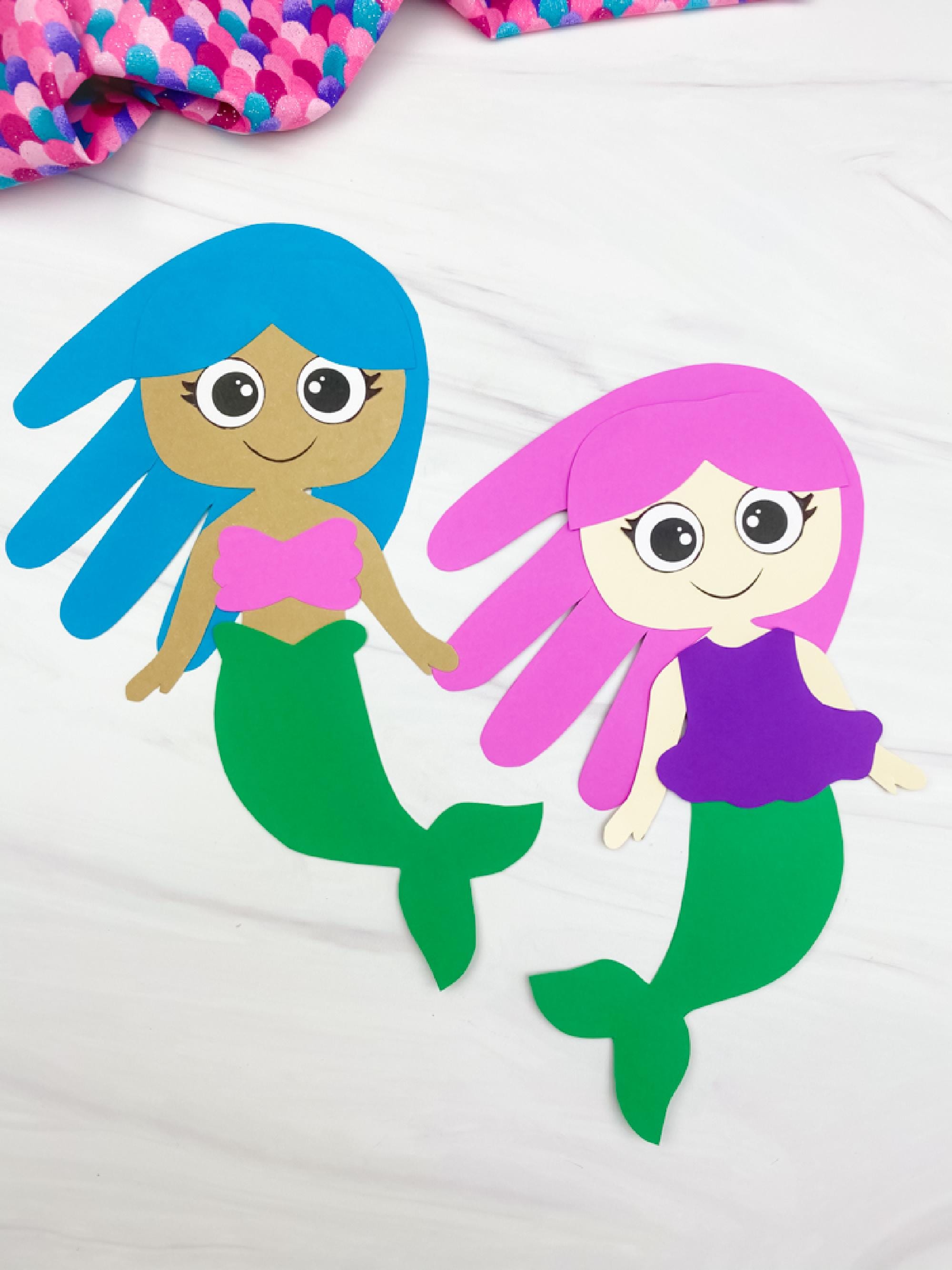 21 Mermaid Magic: Enchanting Craft Ideas for Kids 15 Handprint Mermaid Craft Template Summer Craft for Babysitter Under…