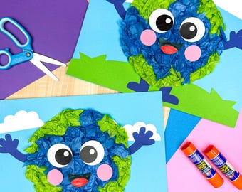 Earth Day Tissue Paper Craft Template |