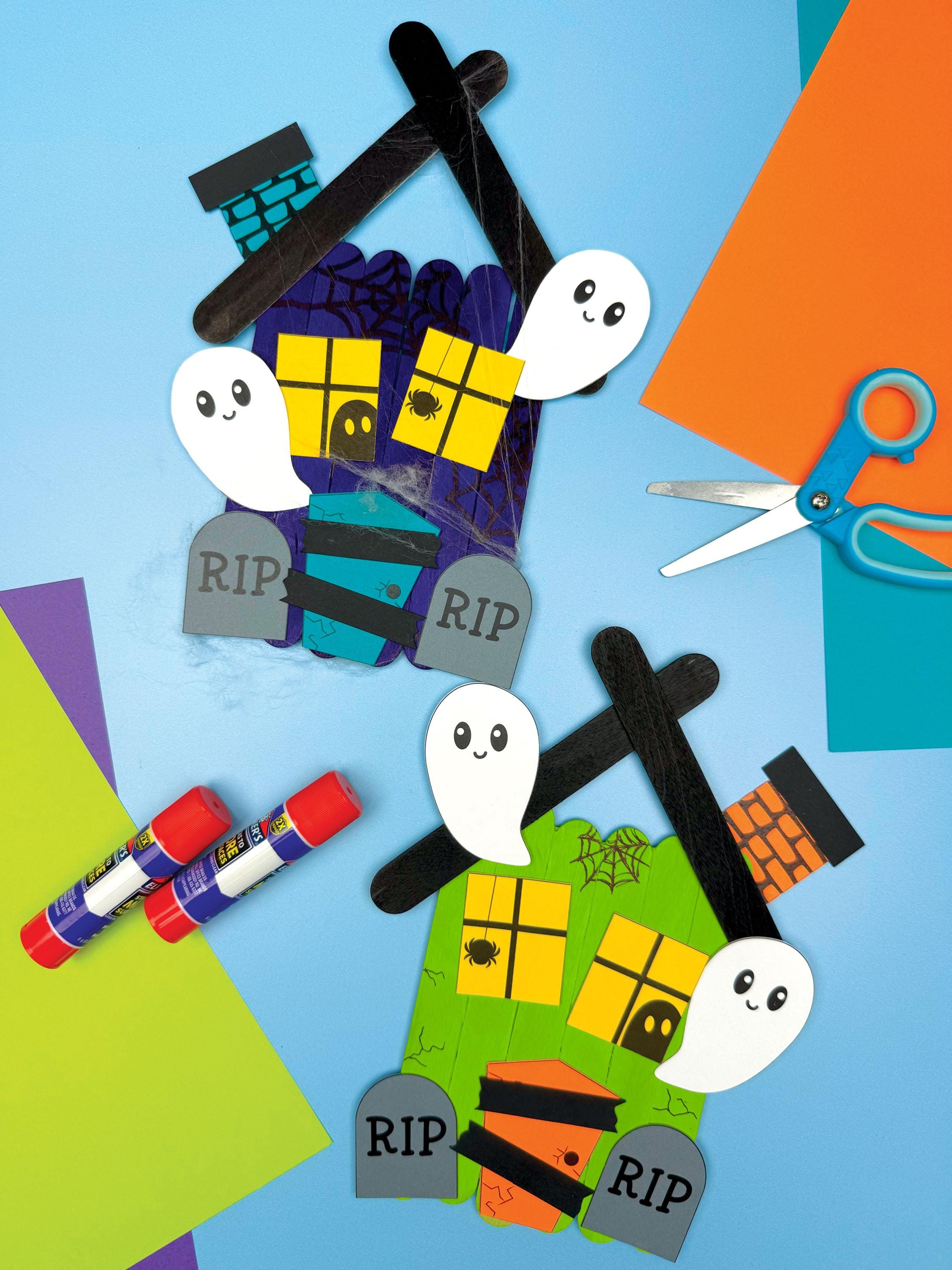 43 Dive into Fun with These Easy Popsicle Stick Crafts for Kids 20 Haunted House Popsicle Stick Craft - Printable Halloween Activity…