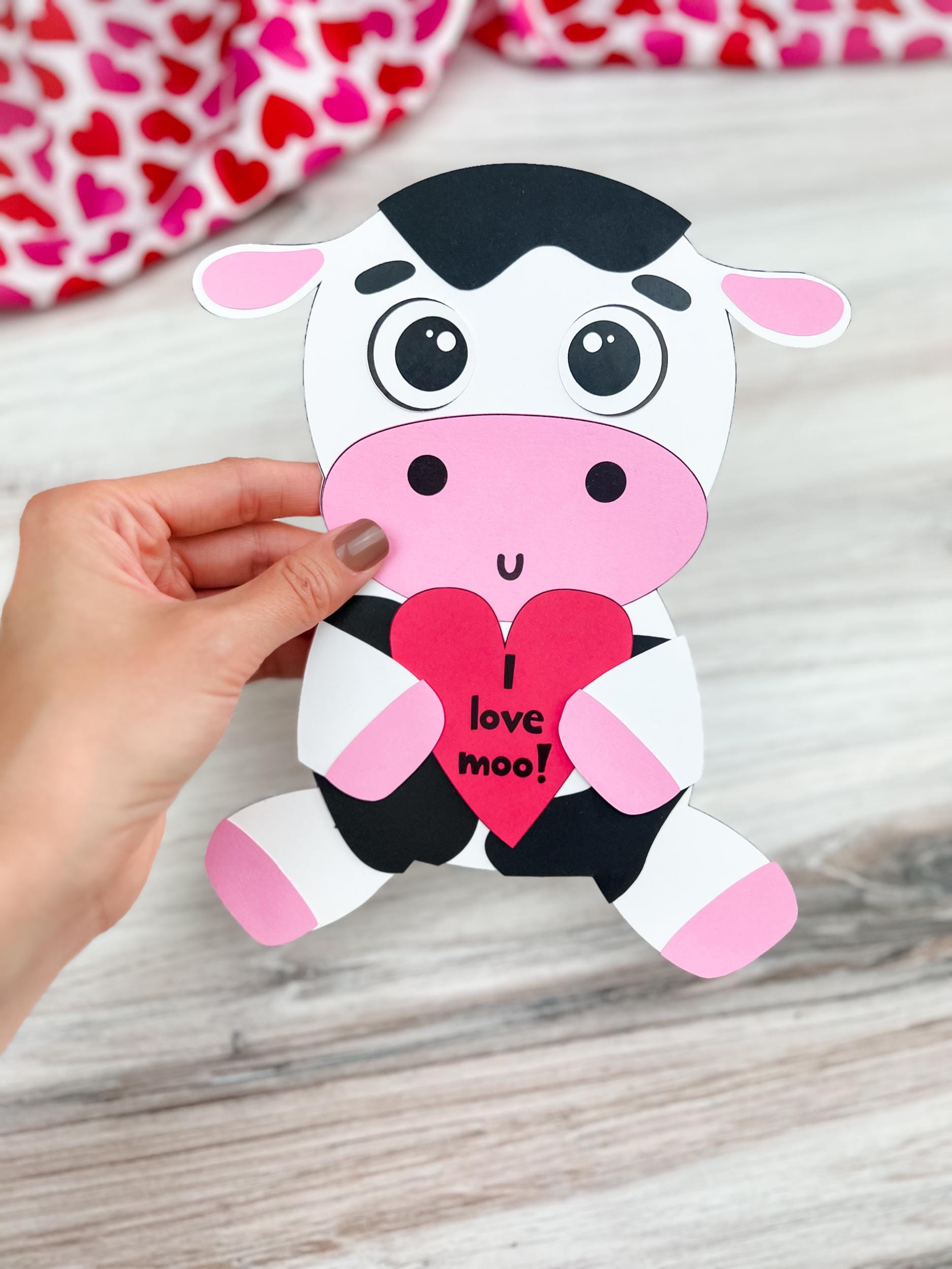 43 Must-Make February Crafts for Kids for Beating Boredom 4 Cow Valentine Craft Template Easy Cow Project For Early Learners…