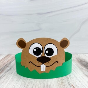 Plantilla para diadema de marmota / Ideas de invierno para guarderías / Gorro imprimible del Día de la Marmota para niños