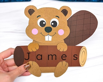 Beaver Name Craft Template | TK Classroom Idea | Forest Unit Activity for Kids | Woodland Animal DIY