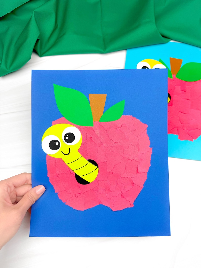Apple Torn Paper Craft Template | Printable Fall & Back to School ...