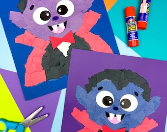 Torn Paper Vampire Craft – Printable Halloween Fine Motor Activity