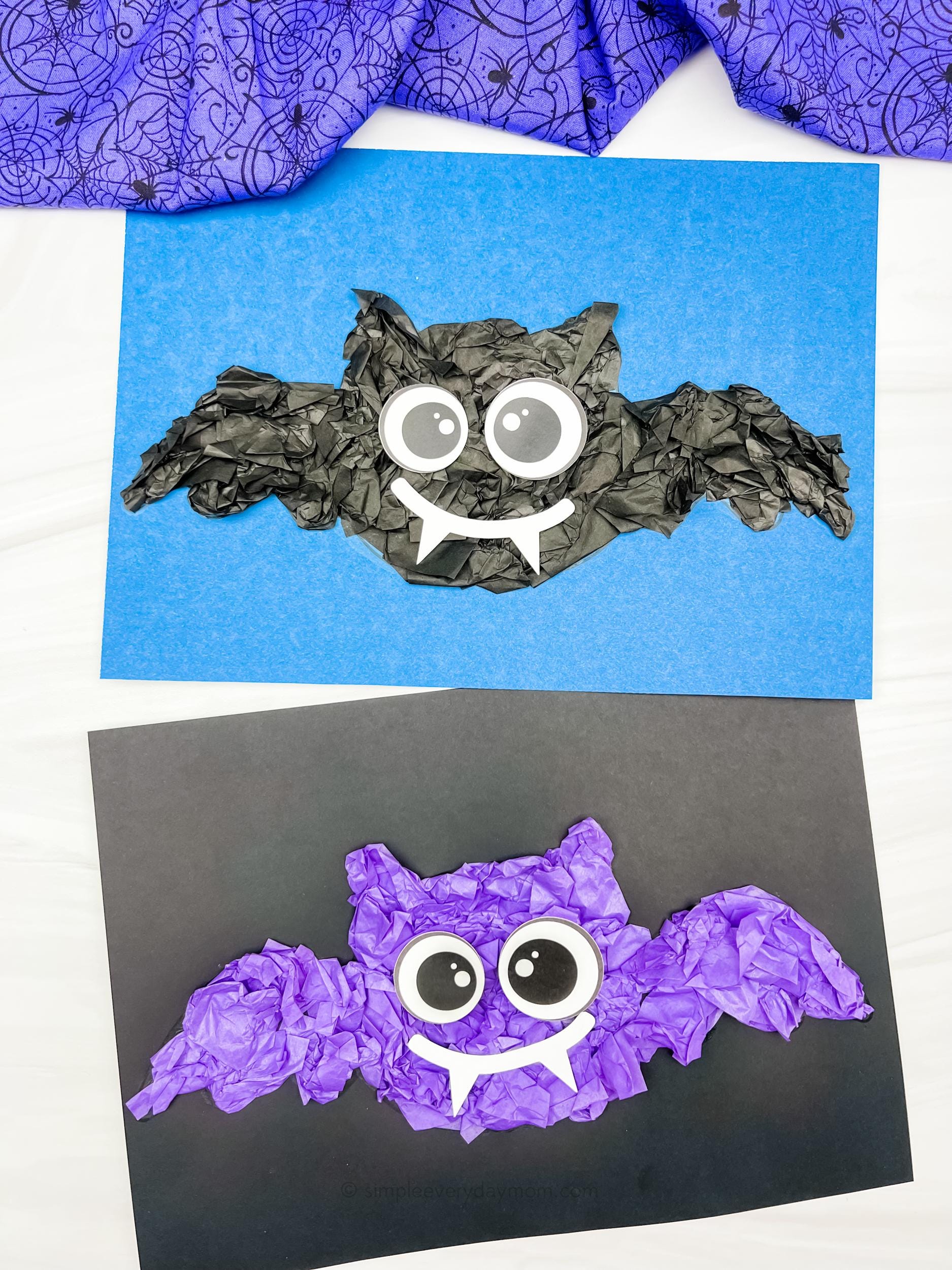 Bat Tissue Paper Craft Printable Halloween Activity for Kids…