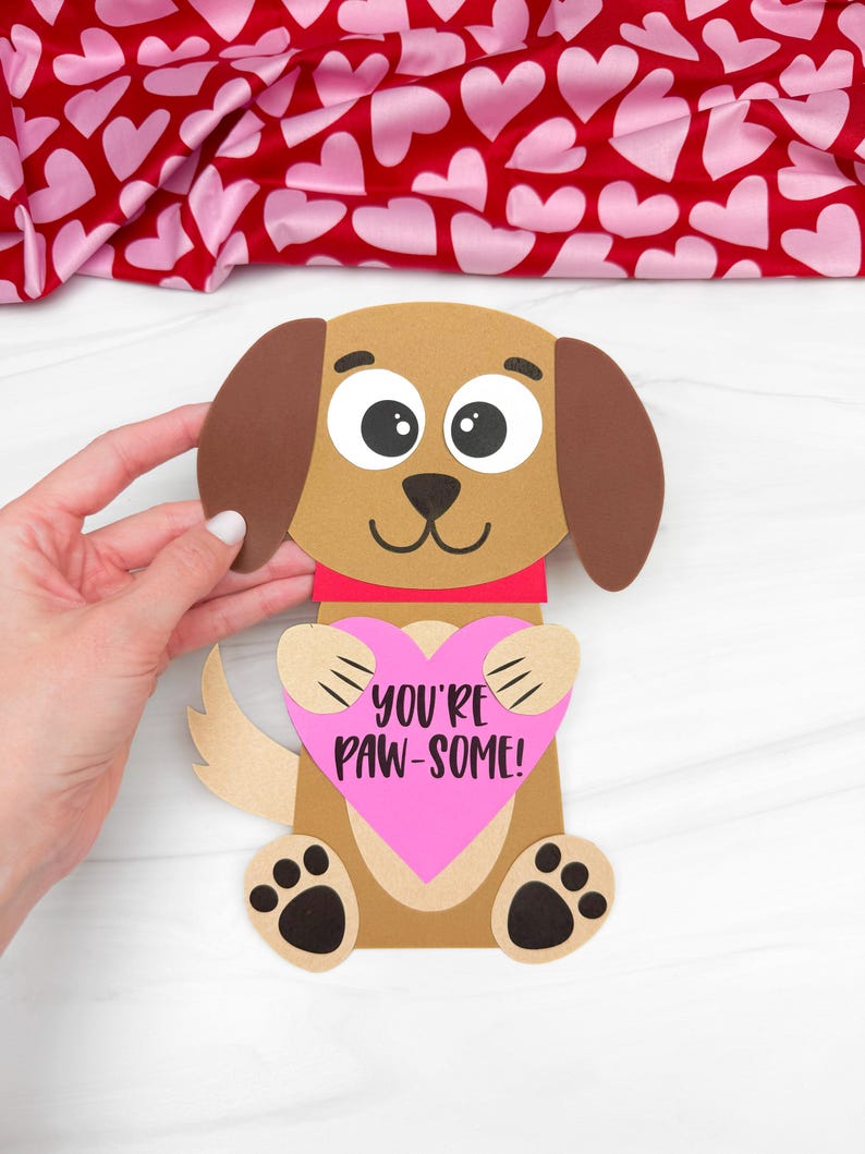 Dog Valentine Craft Template | Prek Valentine Craft Printable | Puppy ...