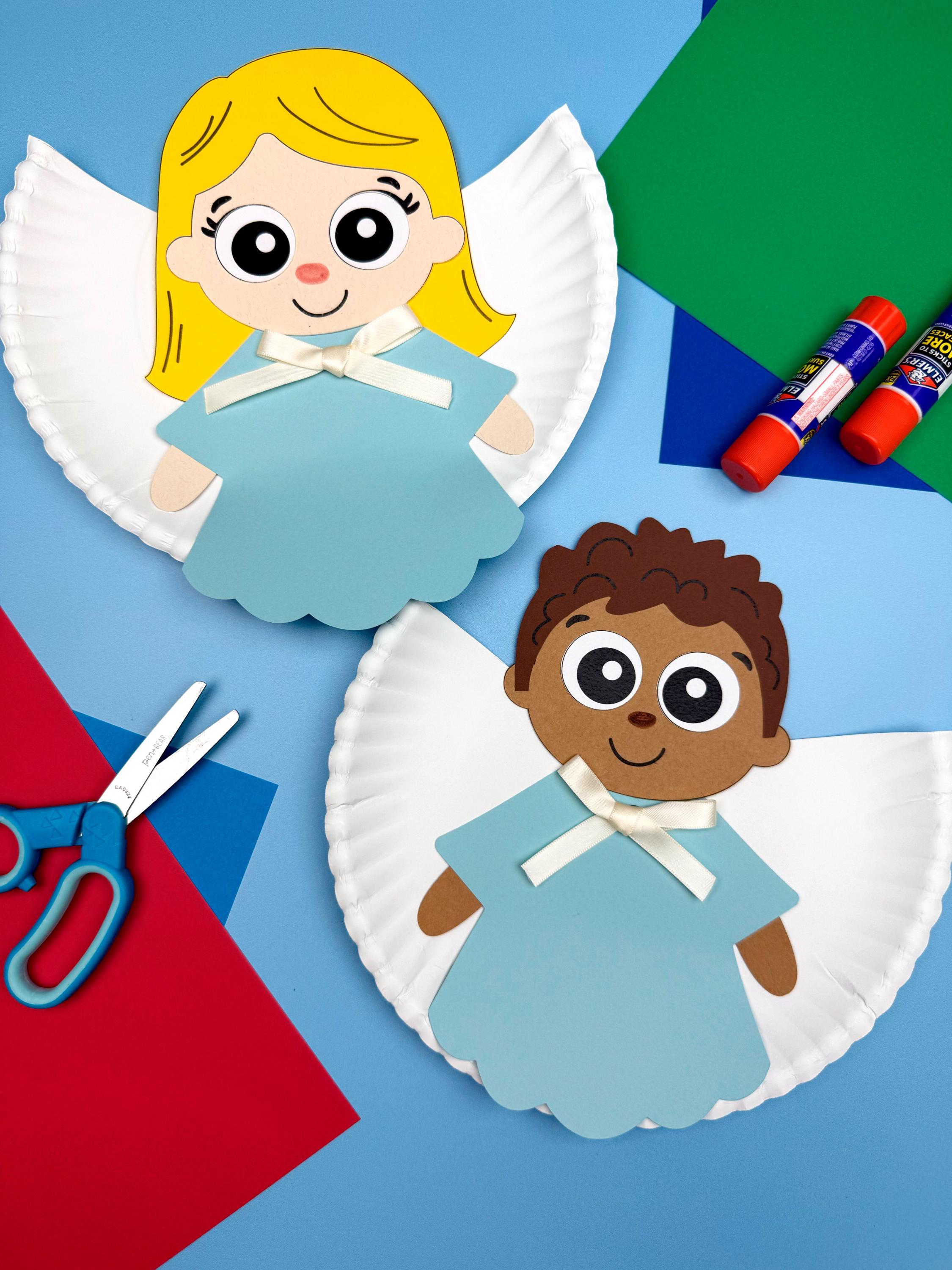 Angel Paper Plate Craft Template Holiday Bible Lesson Activity…
