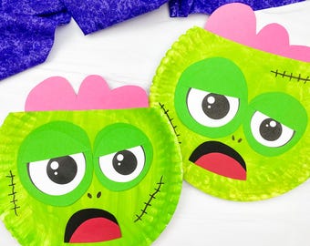 Zombie Paper Plate Craft Template | Spooky October Classroom Idea | Halloween Art Lesson for Kids