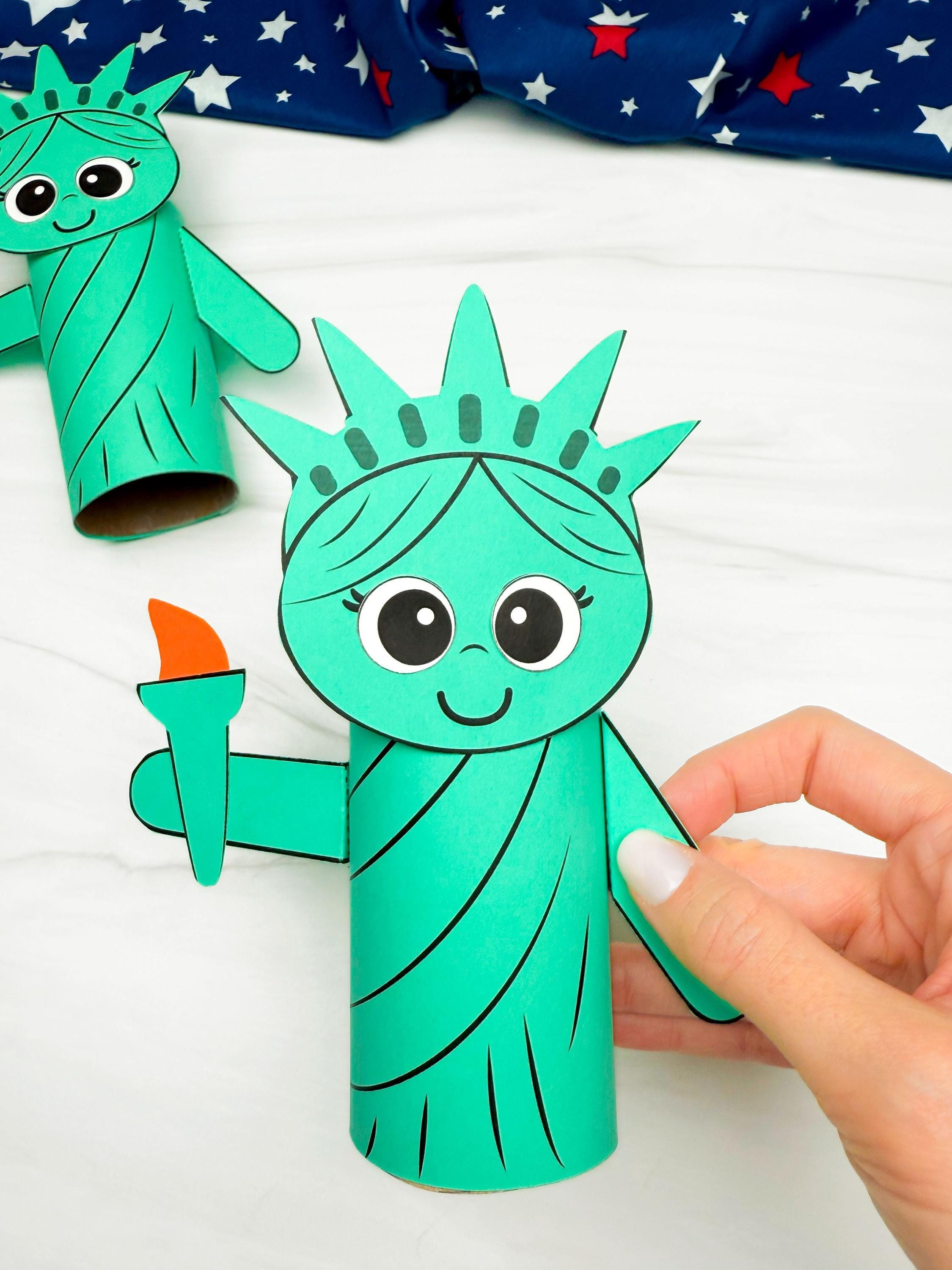 41 Easy Patriotic Crafts for Kids Even Parents Will Love 11 Statue of Liberty Toilet Paper Roll Template VBS Patriotic Craft TP…