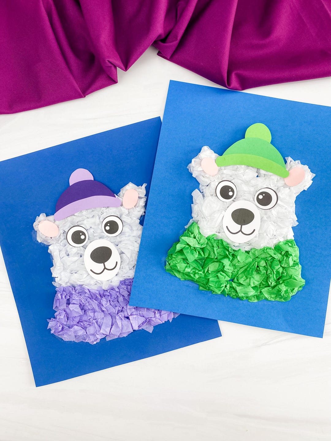 Polar Bear Tissue Paper Craft Template | Daycare Winter Idea | Snow ...