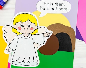 Easter Bible Craft Template | He Is Risen Activity For Kids | Holy Week Kids Craft