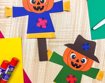 Pumpkin Head Scarecrow Craft Template | 20 Minute Craft for Fall | Class Centers Craft for Kids