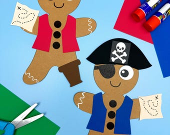 Pirate Gingerbread Man Disguise Craft Template | Printable Fun Disguise Kit For Boys | Hide A Gingerbread for Kids