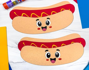 Hot Dog Craft PDF Template | Summer Camp Craft | Barbecue Cookout Activity for Kids