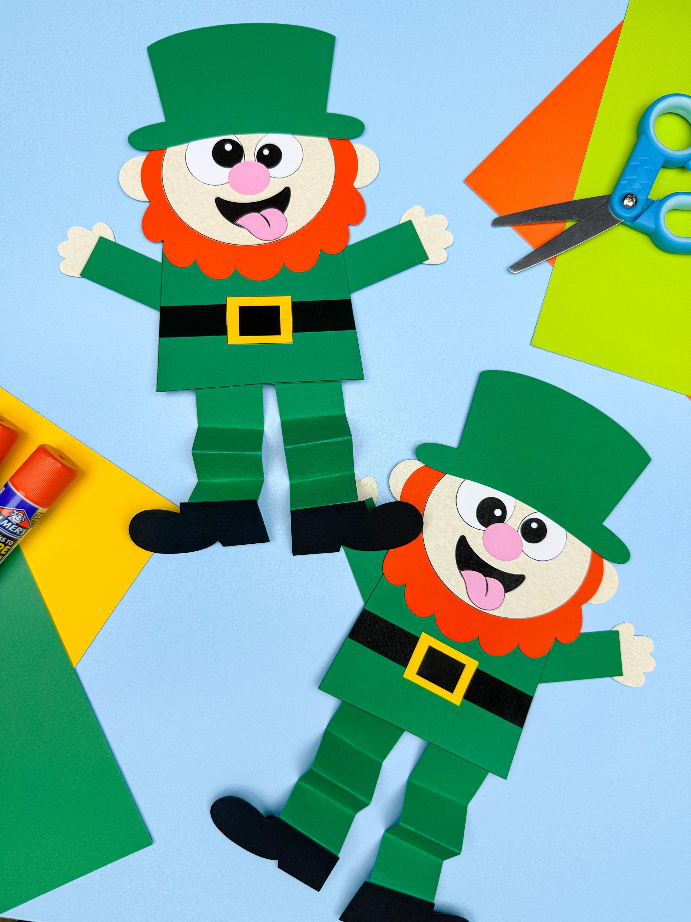 Goofy Leprechaun Craft Template St Patty DIY Kit Easy Cut & Paste…